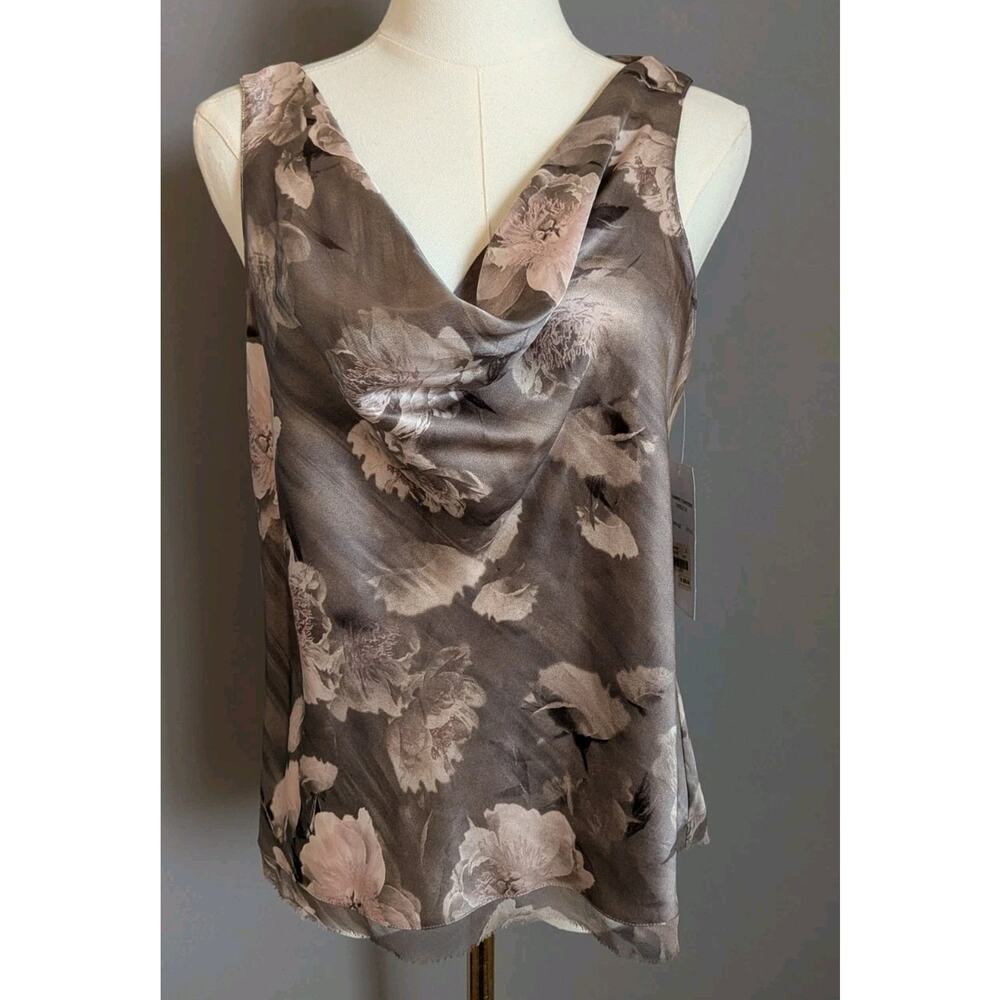 Neiman Marcus Jon 100% Silk Sleeveless Top Cowl Neck Sz 12 NWT Romantic Luxury